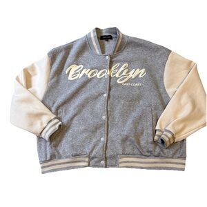 Brooklyn Women’s East Coast VTG Gray 2X Varsity Letterman Jacket